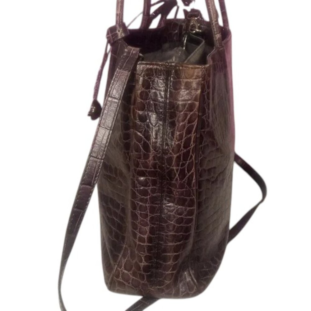 Furla | Brown Leather Croc Embossed | Crossbody & Top Handles | EUC - Picture 7 of 14
